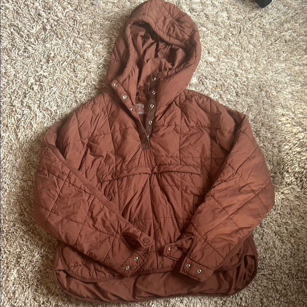 Warm Brown Quilted Hooded Jacket